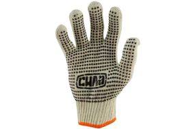 Рукавички Х/Б з ПВХ точкою р10 (білі + синій ПВХ економ) СИЛА 480102