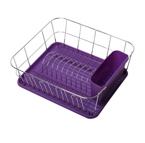 Сушарка для посуду з піддоном 37*33*13,5см хром.сталь/пластик фіолетовий 0763C KAMILLE