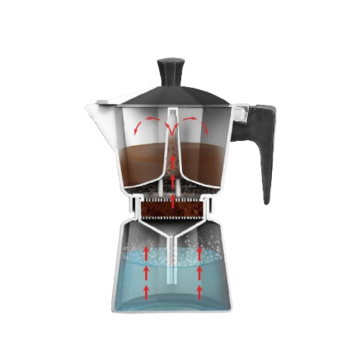Кавоварка гейзерна 150мл (3 порції) алюмінієва MR-1666-3 Espresso Moka Maestro | Зображення 1