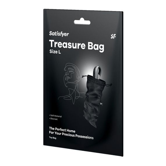 Мішечок для секс-іграшок Satisfyer Treasure Bag L, чорний, на шнурку | Зображення 2