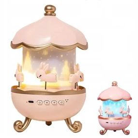 Детский ночник проектор звездного неба  Bluetooth Fairy Tale E11 аккумуляторный светильник карусель 6 сменных картинок с LED
