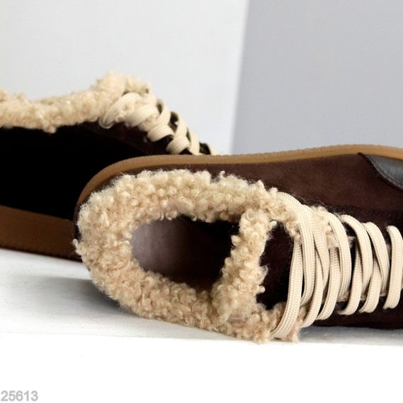 Шикарні кросівки утеплені натуральна шкіра + замша колір шоколад | Зображення 1