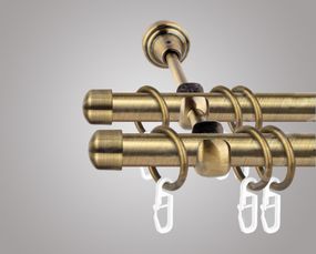 Карниз для штор дворядний металевий 19 мм, Заглушки (комплект) Антик 320 див. (стик 2-х труб)