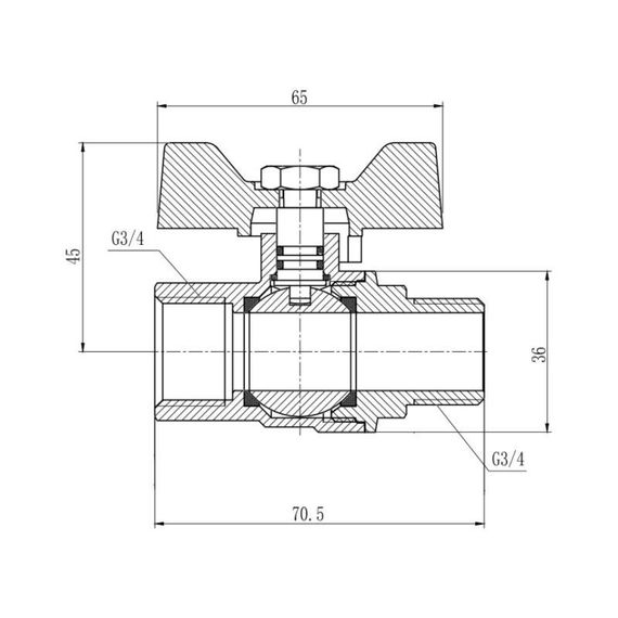 Кран кульовий Thermo Alliance Forte 3/4" ВЗ для газу (метелик) SF607G20 | Зображення 1