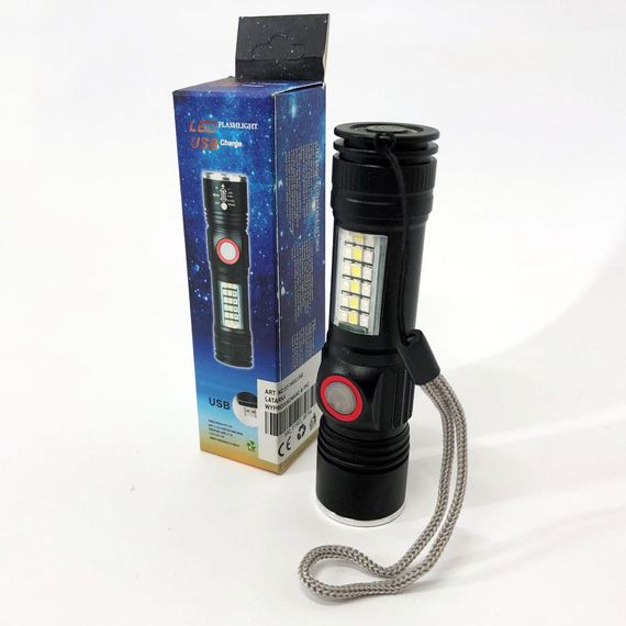 Кишеньковий ліхтар із USB зарядкою SY-1903C-P50+SMD+RGB Alarm / Ліхтарик світлодіодний для туриста / Потужний акумуляторний YZ-591 | Зображення 5