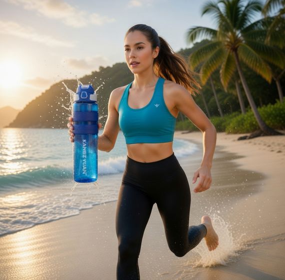 Спортивная бутылка для воды KANGZYUAN 500 мл Синяя Тритановая (BPA Free), с клапаном и поилкой | Зображення 9