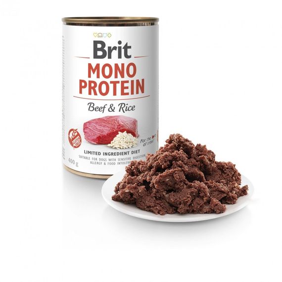 Корм вологий Brit Mono Protein Beef and Rice для собак з яловичиною та рисом 400 г | Зображення 1