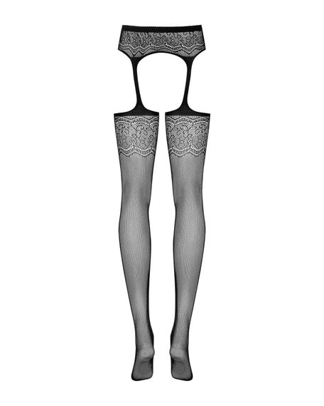 Сітчасті панчохи-стокінги Obsessive Garter stockings S207 Чорний S/M/L | Зображення 5