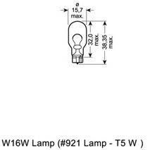 Лампа допоміжн. освітлення W16W 12V 16W W2,1x9,5d (вир-во OSRAM) OSRAM 921 на OPEL ASTRA J Sports Tourer