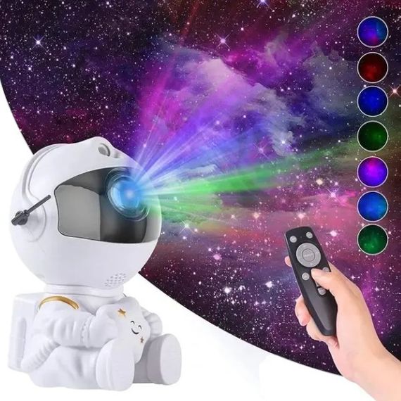 Ночник-проектор Космонавт со звездочкой с пультом Белый