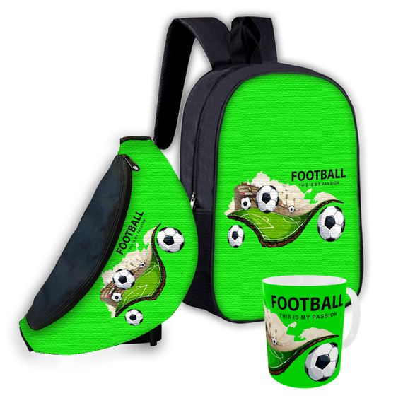 Набор детский Футбол рюкзак 36х27см сумка-бананка,кружка с принтом для мальчика (01604)