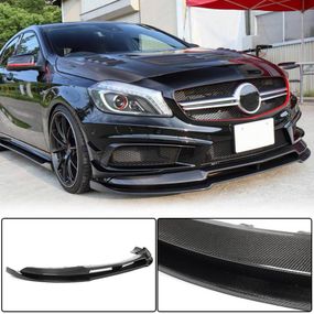 Передний спойлер Lip V2 (для AMG-Line / A45 AMG HB 2013-2015, Карбон) для Mercedes A-сlass W176