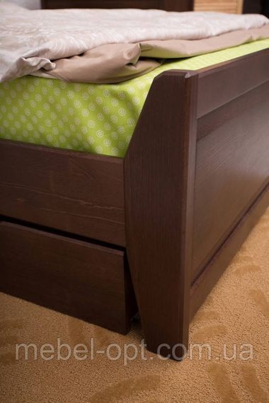 Ліжко двоспальне дерев'яне Сіті з ящиками 180х200, колір темний горіх | Зображення 1