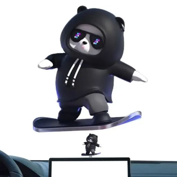 Фигурка-слайдер в автомобиле L'Andre Sliding Cartoon Bear Медведь скейтер Cool Black | Зображення 2