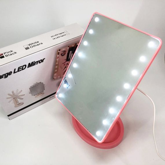 Зеркало для макияжа с 16 LED подсветкой Mirror, косметическое зеркало с подсветкой. Цвет: розовый | Зображення 7