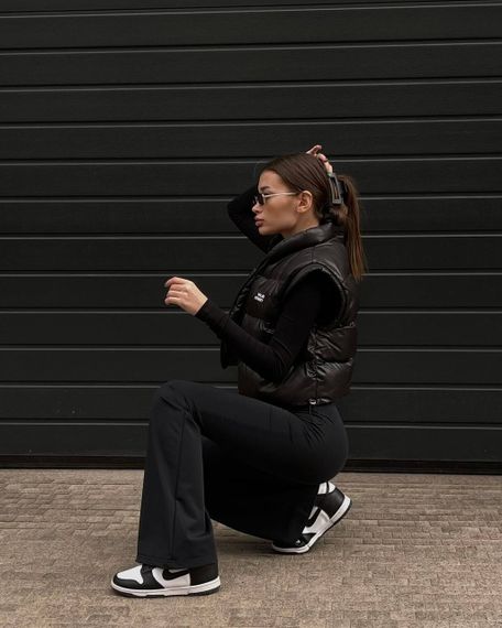 Жіночі штани-лосини клеш з високою посадкою колір чорний, розмір 44/46 SH227 | Зображення 5