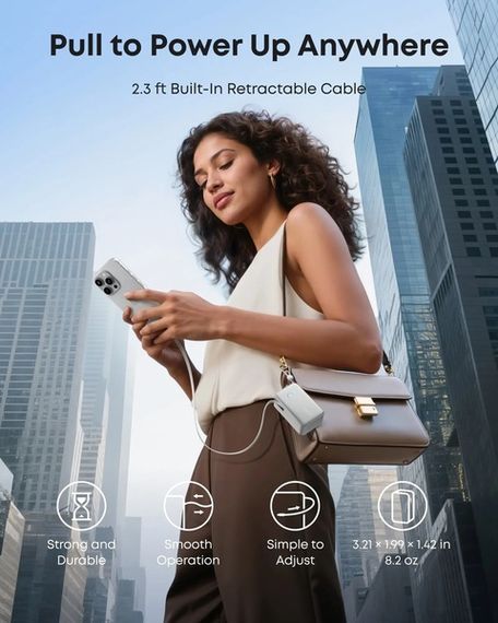 Портативний зарядний пристрій Anker Nano - 10000 mAh 45W Built-In USB-C Cable White | Зображення 6