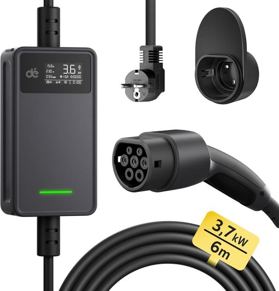 Зарядка для электромобиля Type 2 3,68 кВт, 6-16A, 6м, зарядная станция портативная, зарядное устройство Тип 2