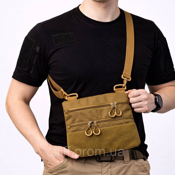 Тактическая сумка через плечо с панелью для патчей Cordura койот | Зображення 2