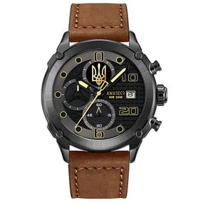 Годинник наручний Awarder 016 Тризуб золото Black-Brown