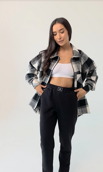 Женский теплый костюм рубашка и штаны NB23031 цвет черный, размер 42/46 | Зображення 1