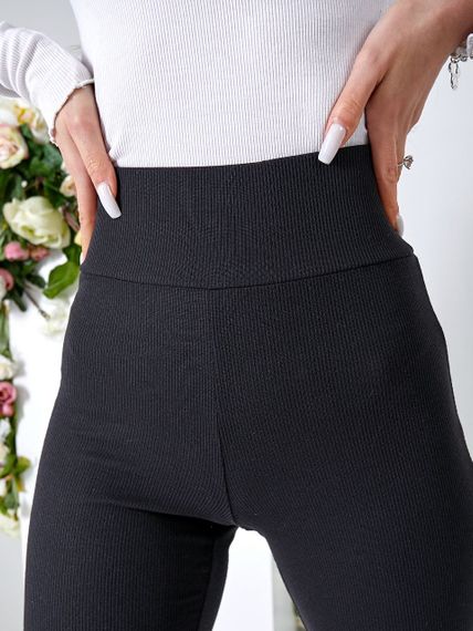 Женские лосины трикотажные в рубчик OB67/68 размер 52, цвет черный | Зображення 4