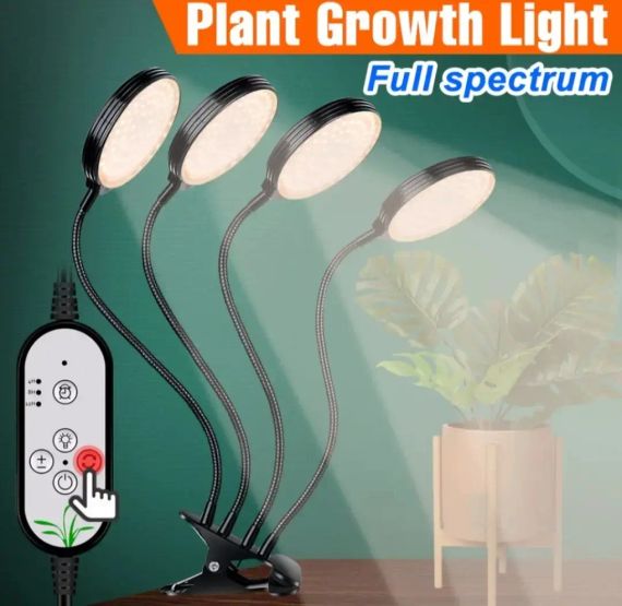 Светодиодная фитолампа для растений Suntech на 4 головки полный спектр с таймером и гибким кронштейном | Зображення 3