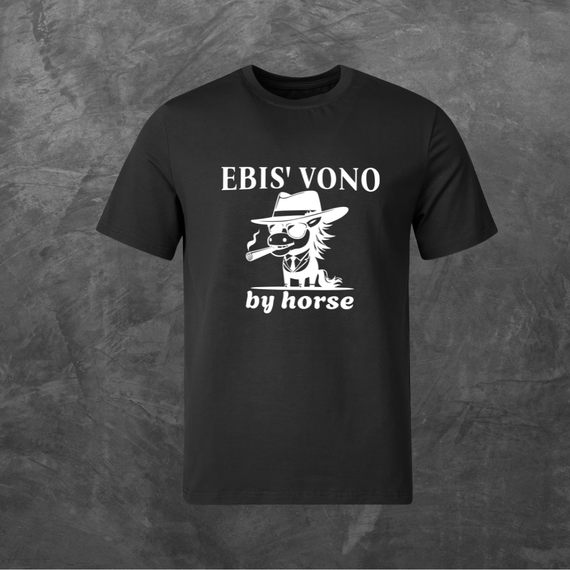 Футболка унісекс з принтом Ebis* vono by horse базова чорна XS