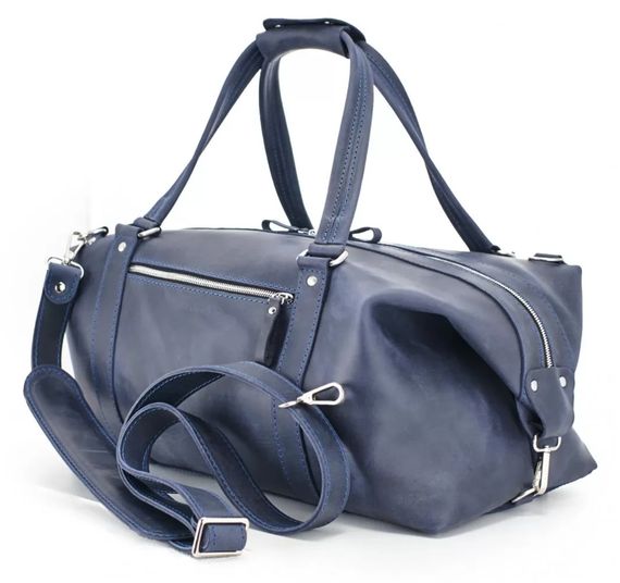 Шкіряна дорожня сумка Skin and Skin Stout M 45x22x23 см Темно-синя (BB01MNB) | Зображення 3