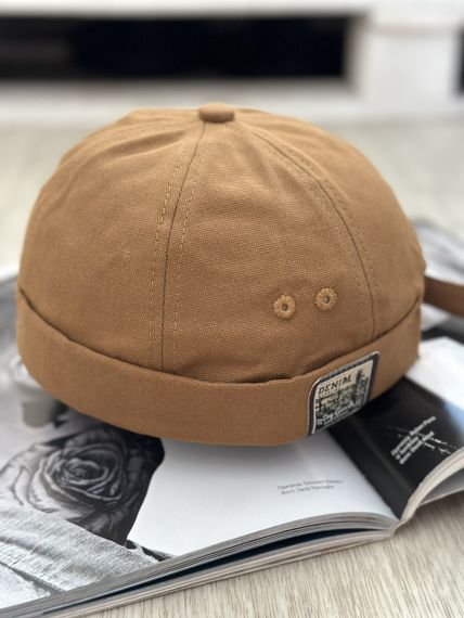 Коротка шапка міні біні, докер Denim Коричневий 56-60р (2355)