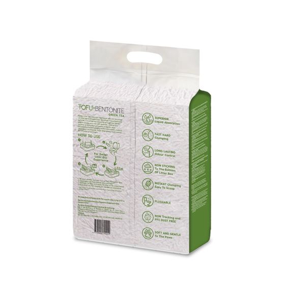 Растительный наполнитель для кошачьего туалета с бентонитом Velvet Paw Tofu, 6 л | Зображення 1