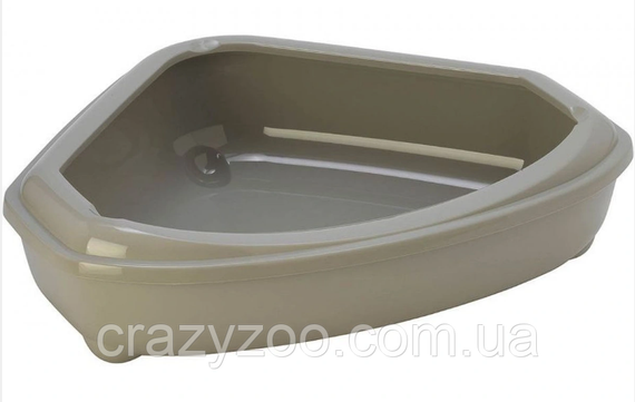Угловой туалет для котов Moderna Corner Tray с бортиком серый 55х45х14 см C146330