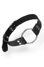 Кляп Металлическое кольцо из натуральной кожи Art of Sex Gag Ring Metal, Черный, One Size