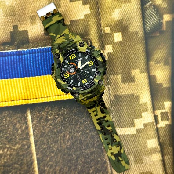 Годинник наручний Patriot 002CMGRUASI Тризуб срібло Зелений камуфляж + Коробка. | Зображення 1