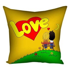 Подушка габардинова з принтом Love is (жовта) 40x40 см (4P_17LV002)
