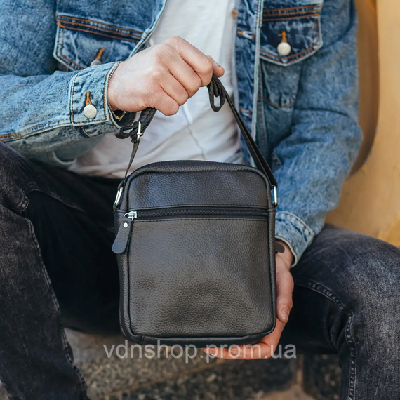 Сумка-барсетка мужская 19х22х5, мессенджер через плечо кожаная Tiding Bag BON6165 черный | Зображення 4