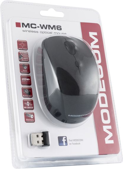 Мишка  Modecom MC-WM6, бездротова, 3кн., 1600dpi, нано ресівер, чорна | Зображення 2
