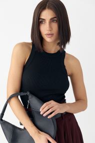 Майка в рубчик з широкою окантовкою - чорний цвет, S (є розміри)