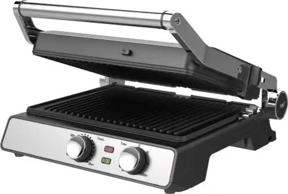 Електрогриль Rotex RSM550-XL MasterGrill контактний гриль-барбекю 180° зі знімними антипригарними пластинами 2000 Вт Серебристий