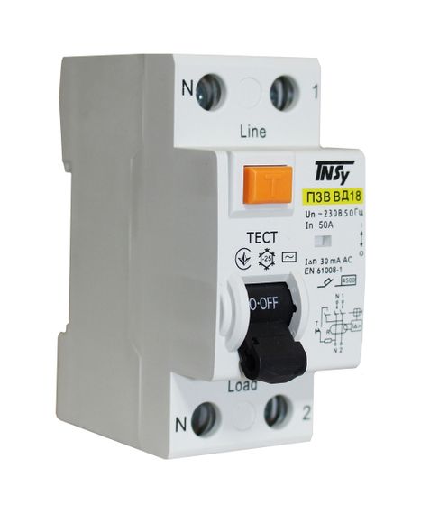 Вимикач диференційний ПЗВ ВД-18 2Р 50А 30мА тип АС електромеханічний Ny95506282