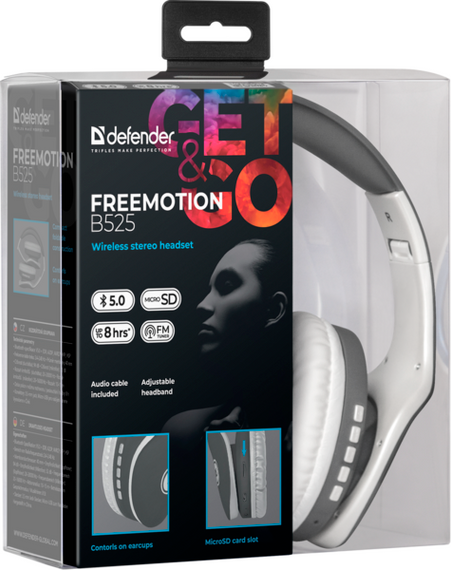 Навушники Defender FreeMotion B525 Bluetooth Gray-White (63527) | Зображення 4