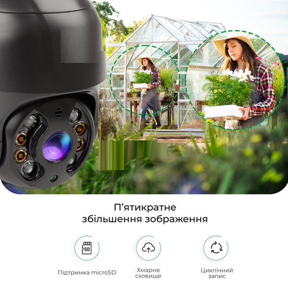 Поворотная Wi-FI  IP камера видеонаблюдения 360 / Уличная камера с удаленным доступом 4mp A8-BLACK ICSSE | Зображення 3