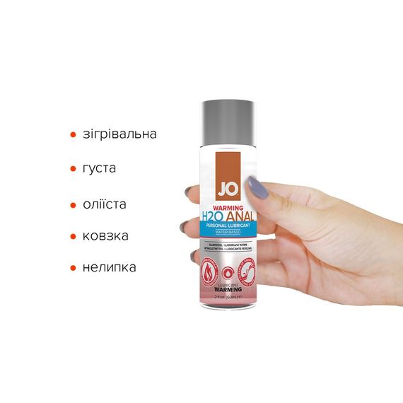 Анальна змазка JO ANAL H2O — WARMING (60 мл) розігрівальна, на водній основі | Зображення 1