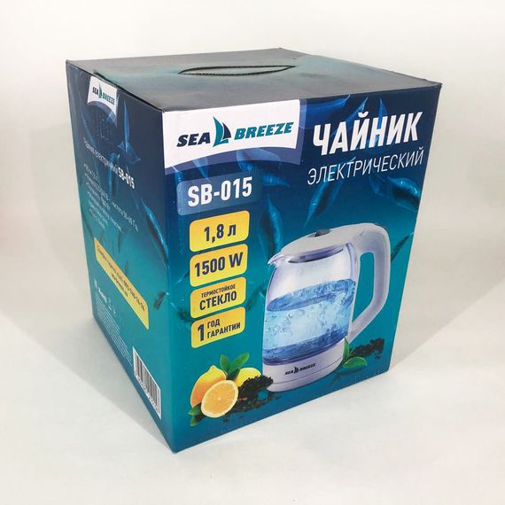 Электрочайник SeaBreeze SB-015 1.8 л, чайники с подсветкой, электронный чайник тихий электрический чайник | Зображення 2