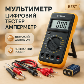 Мультиметр тестер цифровий точний Digital DT-9208A, Цифровий вимірювач напруги та опору CU-82