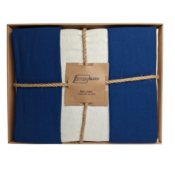 Комплект постільної білизни SoundSleep Stonewash Doble Dark Blue Milk Полуторний 160х220 см синьо-молочний (2800004763691) | Зображення 2