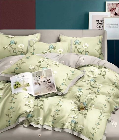 Комплект постільної білизни Soho Євро Elle 200х230 см Flower Olive Grey