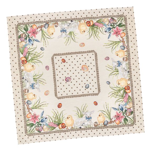 Скатертина гобеленова CHEYSI Limaso, 93x93, Квадратна, Великодній, Без люрексу, 60% поліестер, 24% бавовна, 16% акрил, Гобелен