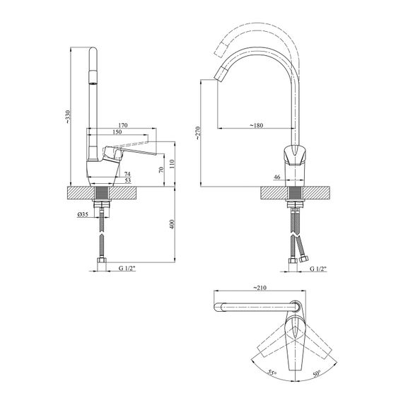 Змішувач для кухні Kroner KRM Odra - C032RED (CV021172) | Зображення 1