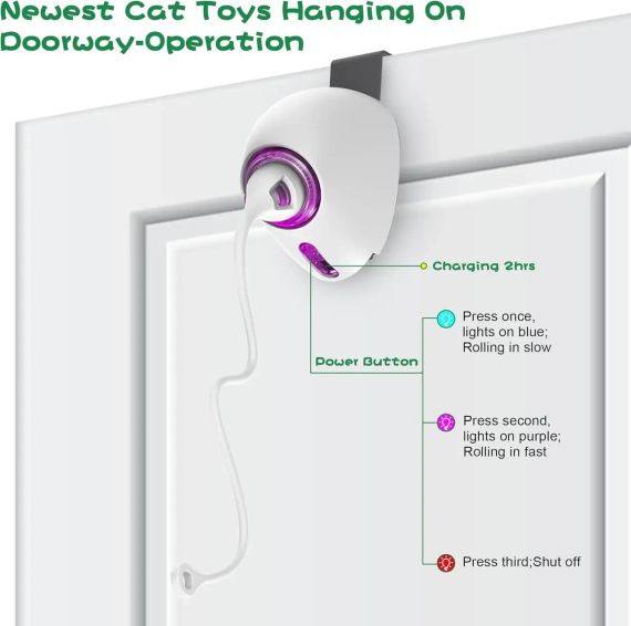 Іграшка для кішок інтерактивна P34 Smart Cat Toy електрична перезарядна з підвісним пір'ям біла для | Зображення 2